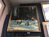 Winter Roadside Barn Painting