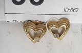 Gold Metal Heart Stud Earrings