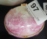 Gold Trimmed Pink Ceramic Trinket Box