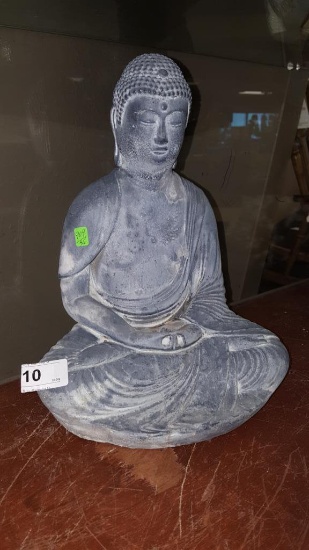 Asian Buddha Figurine Sitting Heavy 13 3/4" Tall