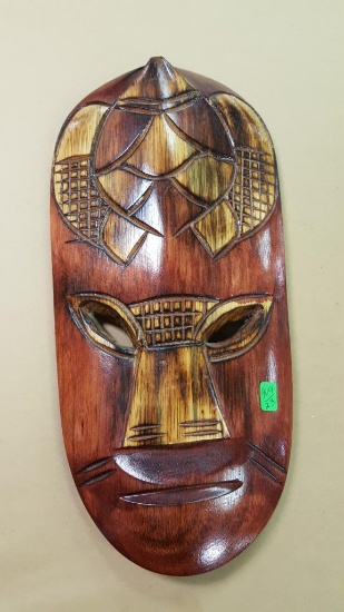 Wood Carved Face Mask 15" Long