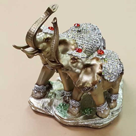 2 Elephants on Stand 8 3/4" Tall