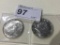 2 Kennedy Half Dollars 1968 40% Silver