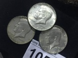 1-1967, 2-1968 Kennedy Half Dollars  40% Silver