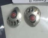 Sterling Silver, Indian Crafted Bear Paw Earrings