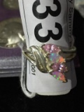 Sterling Ring w/ Pink & Opal Stones sz 7