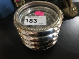 4 Silver Plate and Glass Coasters