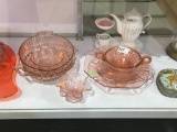 8 Pieces Pink Depression Glass Dishes