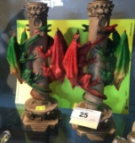 (2) Dragon Candle Holders 9 1/2