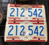 Front & Back Illinois License Plates 1776-1976