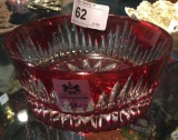 Red Cut to Clear Hungarian Crystal Bowl