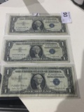 3 Silver Certificates One Dollar -1957 A  -