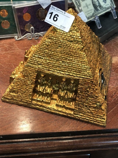 Egyptian Pyramid Lined Storage Box 6 1/2" Tall