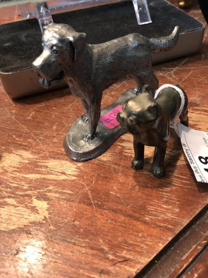 2 Metal Dogs      1 Pewter 1 Cast Iron Tallest 3"