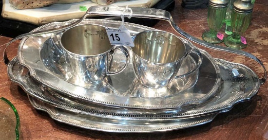 5 piece Silverplate Community Platters, Cream &