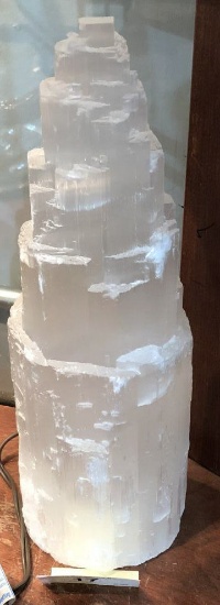 Selenite White Crystal Light Tower 12" Tall