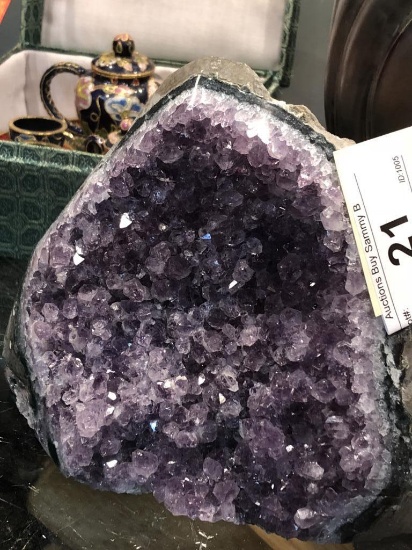 Amethyst Crystal Geode Polished Sides 5 3/4" Tall