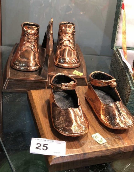 Bronze Baby Shoes and Bronze Baby Shoe Book Ends