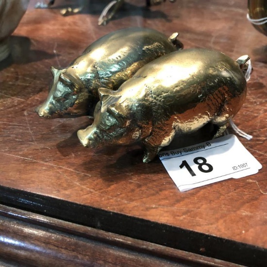 (2)    Brass Pigs 3 1/2" Long