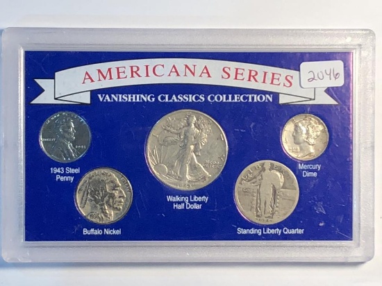 5 Coin Americana Series Silver Coins + Set