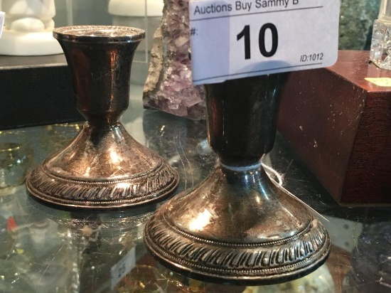 Pair of Sterling Weighted Candle Sticks  3" Tall