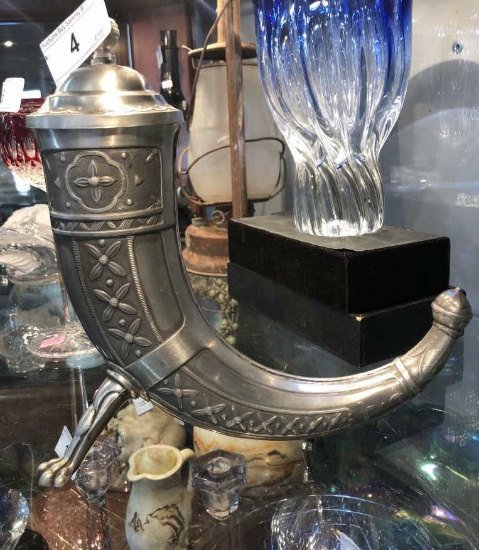 Pewter Horn W/ Lid