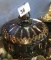 Vintage Blue Carnival Glass Candy Dish W/ Lid