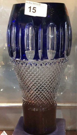 Bohemian Crystal Cobalt Blue/Clear Vase