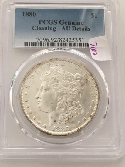 1880P Morgan Silver $1 Dollar Coin, PCGS AU Detail