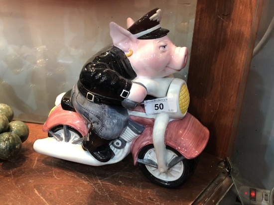 Boss Hog Motorcycle Pig Cookie Jar