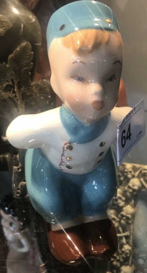 Ceramic Kissing Dutch Boy Figurine 6 1/2" Tall