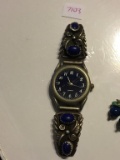 Sterling Silver Watch Cuffs, Blue Lapis Stones