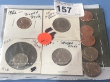 9 Broken Proof Coins Pennies, Nickels & Quarters
