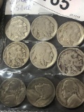 6 Indian Head Nickels & 3 Silver Nickels 1942-1944