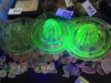 3 Uranium Green Fluorescence Glass Juicers