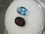 (2) Cut gemstones, Garnet, topaz