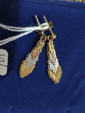 Tricolor sterling silver earrings