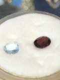 (2) Cut stones, Garnet, topaz