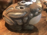 Out Door Metal & Glass Frog Candle Holder 5 1/2