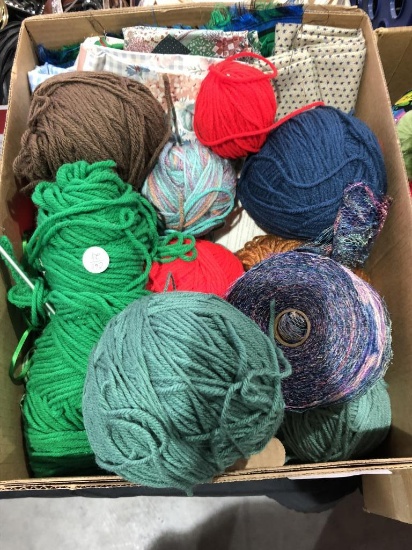 box of sewing yarn / material