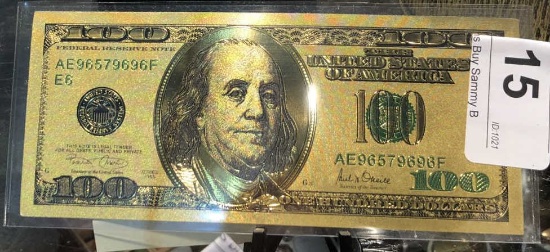 24k Plated Faux $100.00 Note  (Replica)