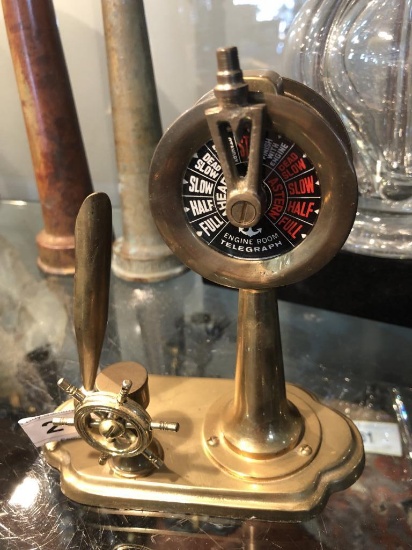 Mini Brass Engine Order Telegraph w/ Ships Wheel