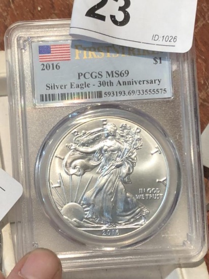 2016 PCGS .999 1 oz Silver Eagle $1 Dollar Coin