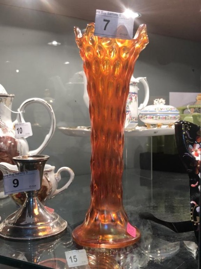 Vintage Marigold Carnival Stretch Vase 9 1/2" tall
