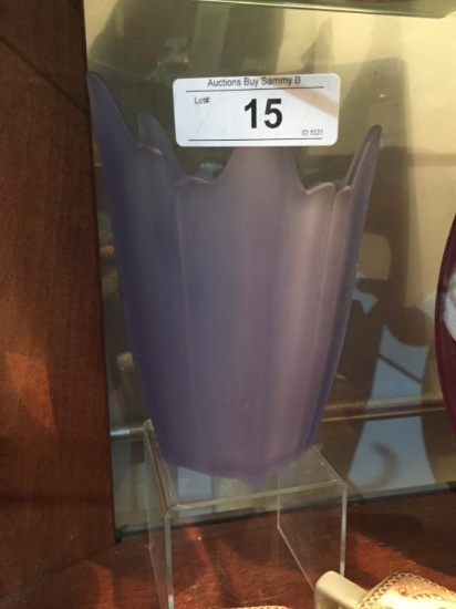 Viking Glass Company Blue Vase 8" Tall