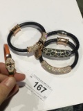 4 Leather and Rhinestone Bracelets #16