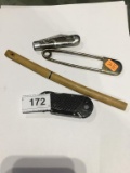 Skirt Safety Pin, 2 Blade Knife, Husky Box Knife, & Japan Sharpe Letter Knife