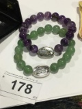 Jade and Amethyst Stone Bracelets Stretchy High Bidder to Pay 2X$