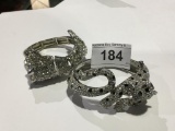 2 Silver Toned Rhinestone Cat Bracelets High Bidder to Pay 2X$
