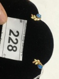 10k Gold Earrings w/ Blue Opal  Tw 1.70 g
